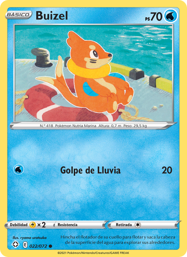 Buizel 22 — Glänzendes Schicksal (Spanish Pokémon TCG card)