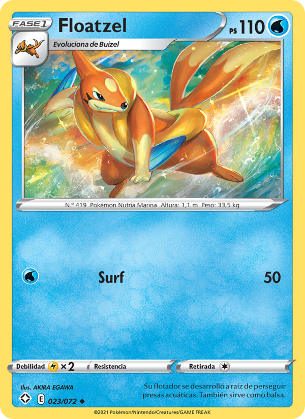 Floatzel 23 — Glänzendes Schicksal (Spanish Pokémon TCG card)