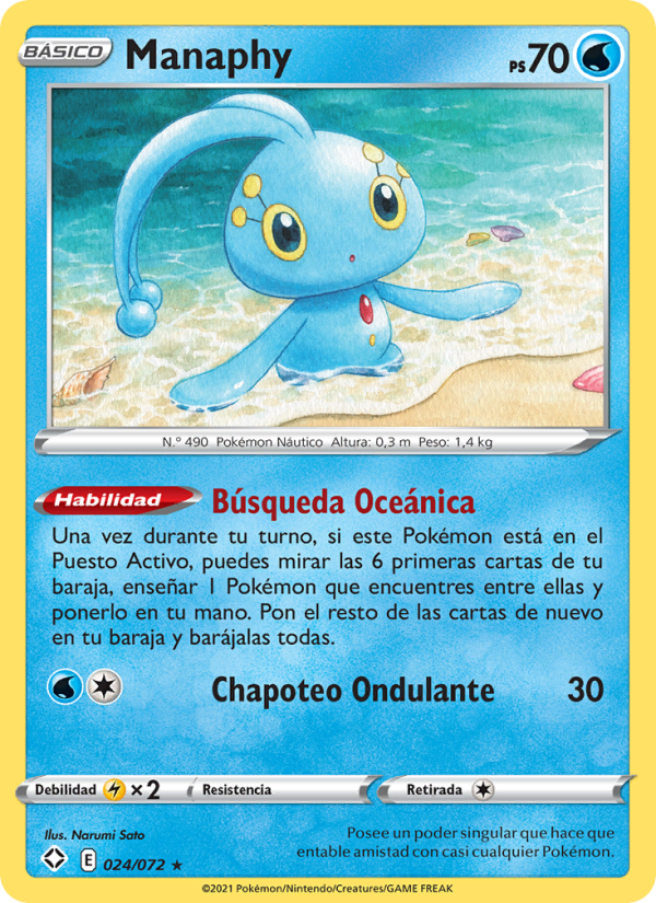 Manaphy 24 — Glänzendes Schicksal (Spanish Pokémon TCG card)