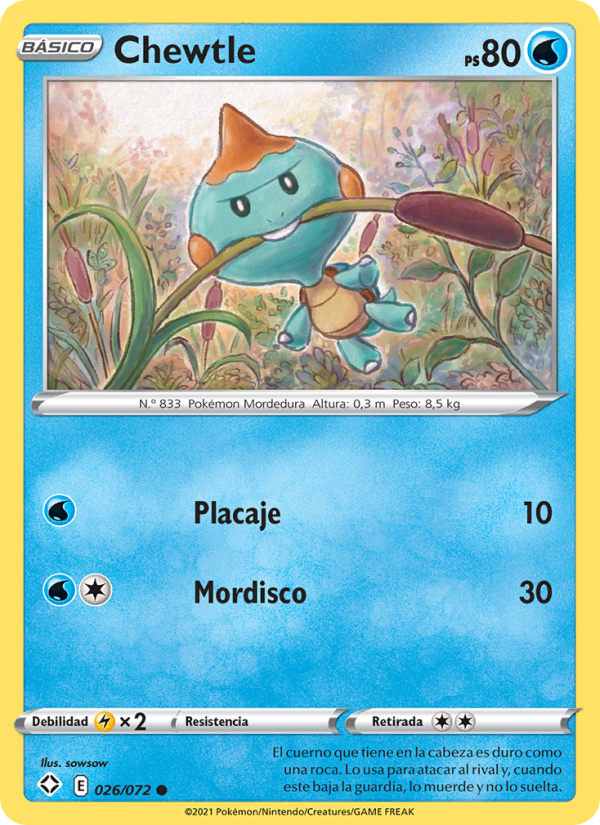 Chewtle 26 — Glänzendes Schicksal (Spanish Pokémon TCG card)