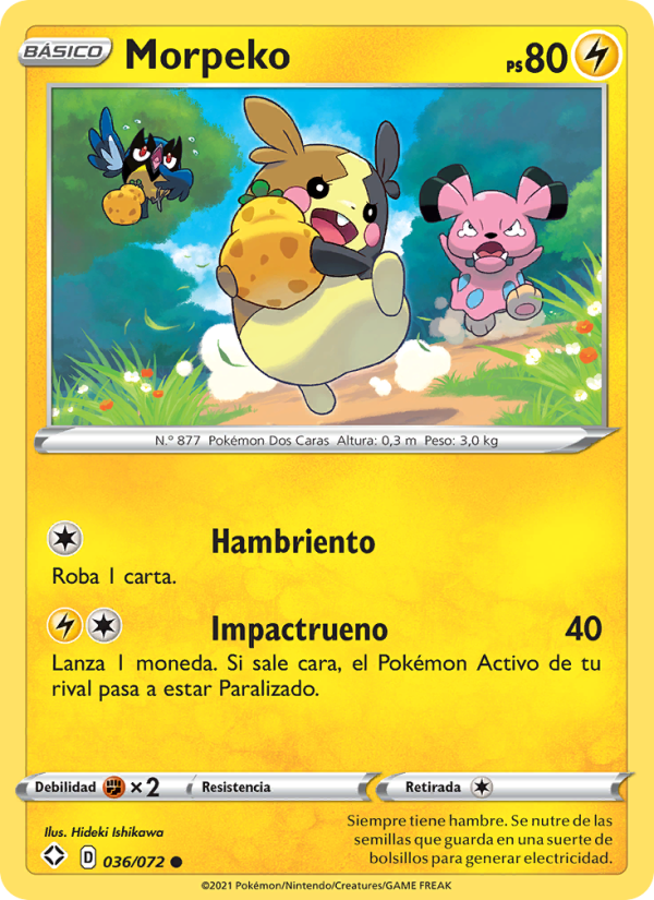 Morpeko 36 — Glänzendes Schicksal (Spanish Pokémon TCG card)