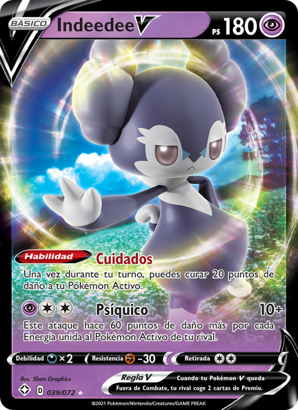 Indeedee V 39 — Glänzendes Schicksal (Spanish Pokémon TCG card)