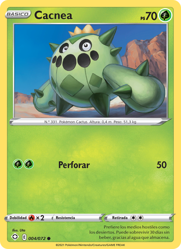 Cacnea 4 — Glänzendes Schicksal (Spanish Pokémon TCG card)