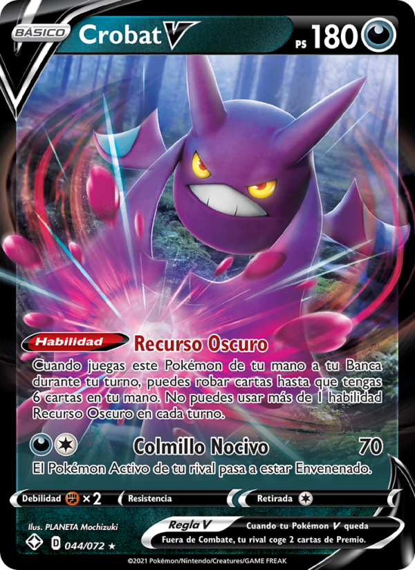 Crobat V 44 — Glänzendes Schicksal (Spanish Pokémon TCG card)