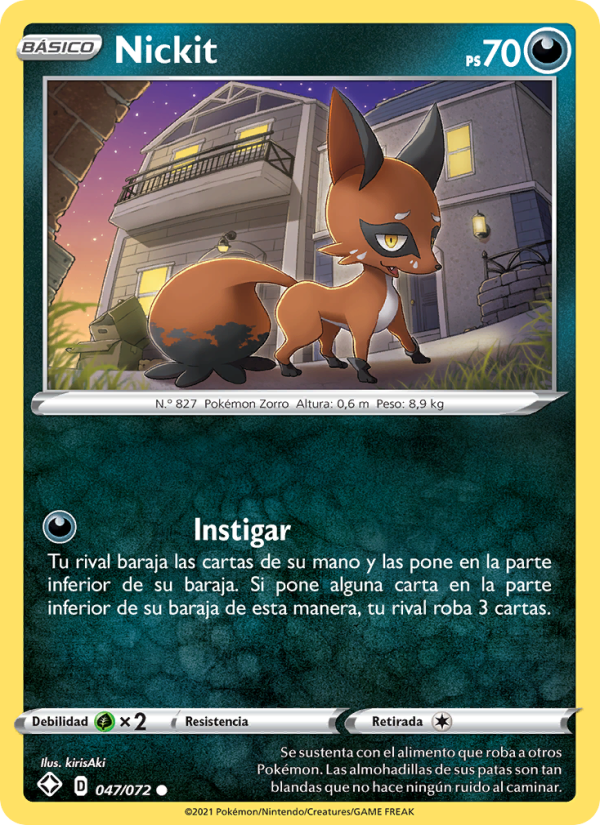 Nickit 47 — Glänzendes Schicksal (Spanish Pokémon TCG card)