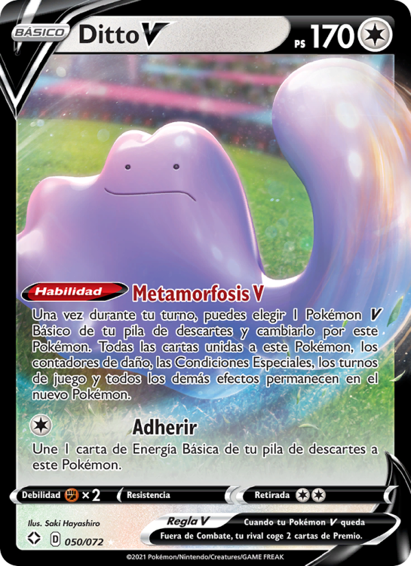 Ditto V 50 — Glänzendes Schicksal (Spanish Pokémon TCG card)