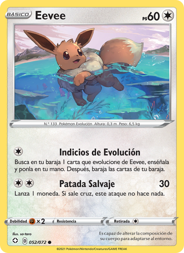 Eevee 52 — Glänzendes Schicksal (Spanish Pokémon TCG card)