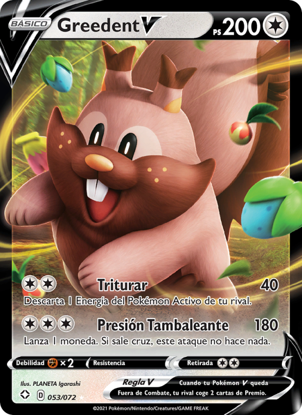 Greedent V 53 — Glänzendes Schicksal (Spanish Pokémon TCG card)