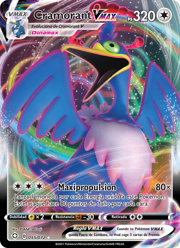 Cramorant VMAX 55 — Glänzendes Schicksal (Spanish Pokémon TCG card)