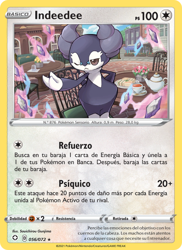 Indeedee 56 — Glänzendes Schicksal (Spanish Pokémon TCG card)