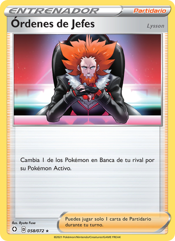 Órdenes de Jefes 58 — Glänzendes Schicksal (Spanish Pokémon TCG card)