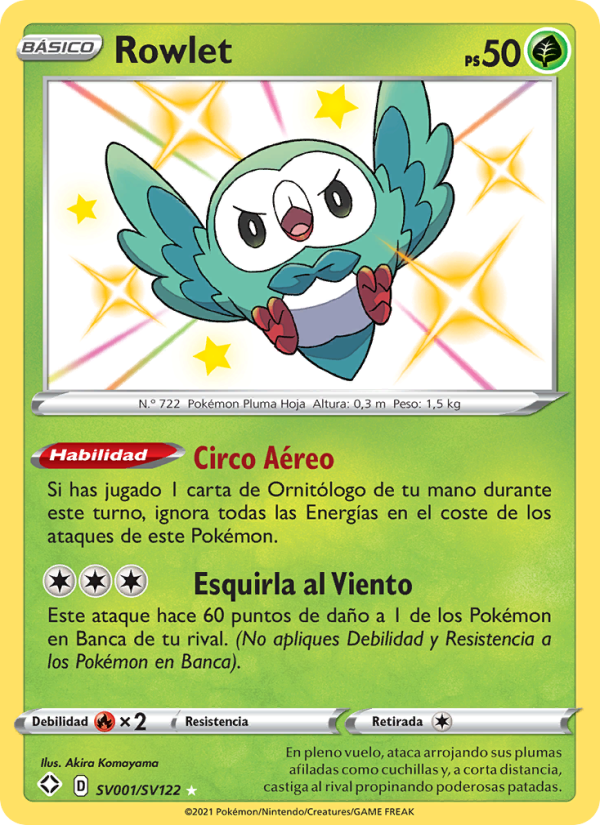 Rowlet SV001 — Glänzendes Schicksal (Spanish Pokémon TCG card)