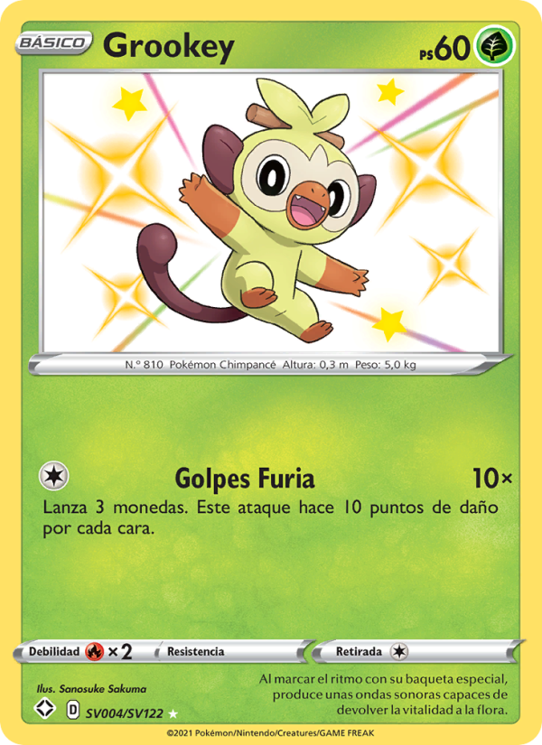 Grookey SV004 — Glänzendes Schicksal (Spanish Pokémon TCG card)
