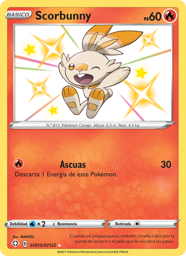 Scorbunny SV015 — Glänzendes Schicksal (Spanish Pokémon TCG card)