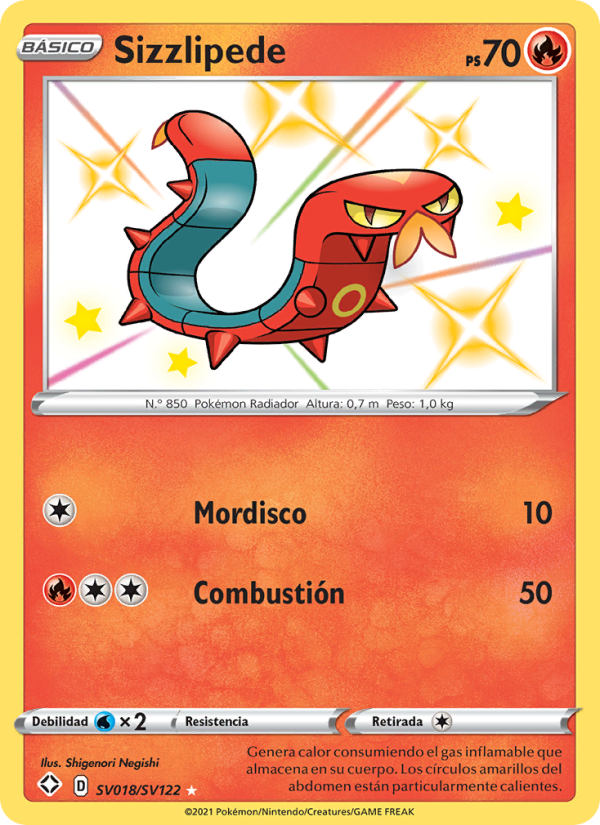Sizzlipede SV018 — Glänzendes Schicksal (Spanish Pokémon TCG card)