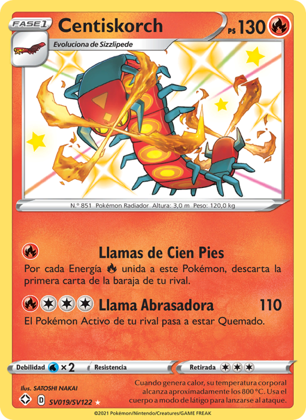 Centiskorch SV019 — Glänzendes Schicksal (Spanish Pokémon TCG card)