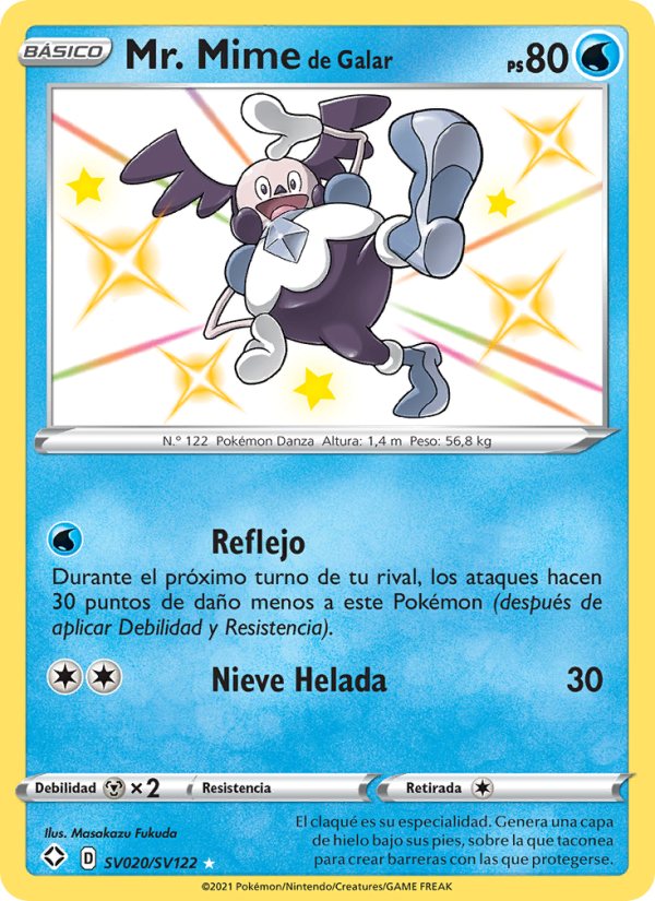 Mr. Mime de Galar SV020 — Glänzendes Schicksal (Spanish Pokémon TCG card)
