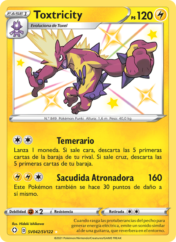 Toxtricity SV042 — Glänzendes Schicksal (Spanish Pokémon TCG card)