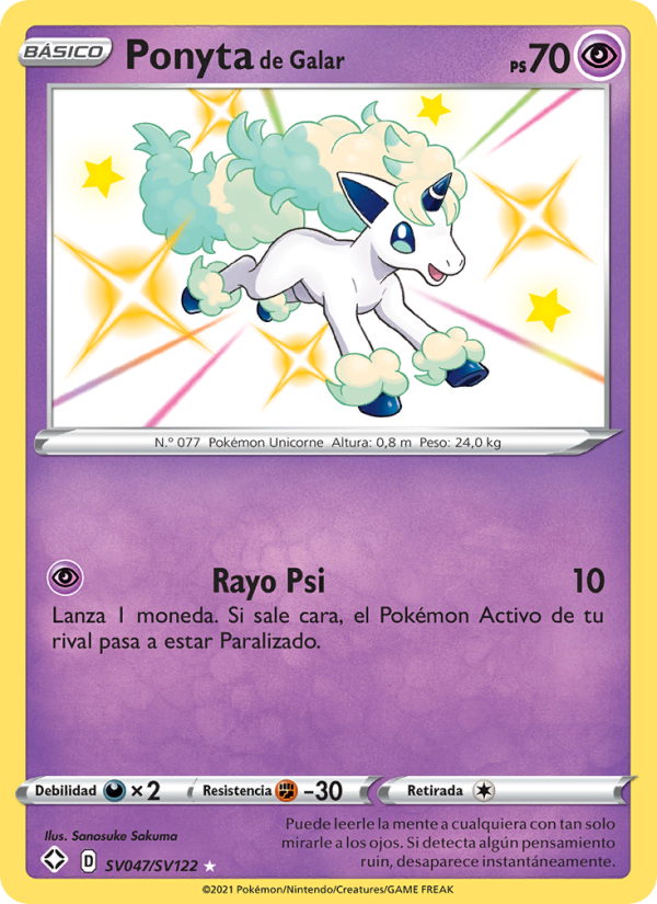 Ponyta de Galar SV047 — Glänzendes Schicksal (Spanish Pokémon TCG card)