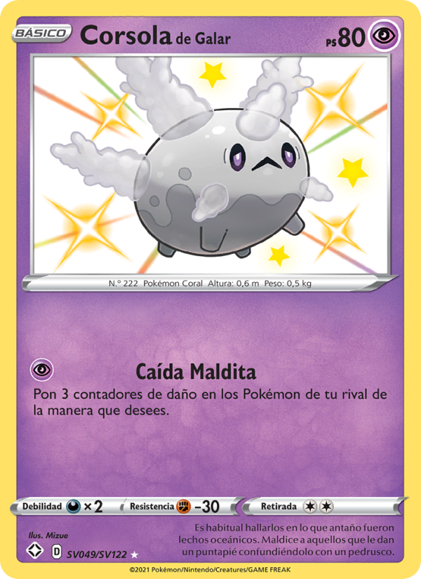 Corsola de Galar SV049 — Glänzendes Schicksal (Spanish Pokémon TCG card)