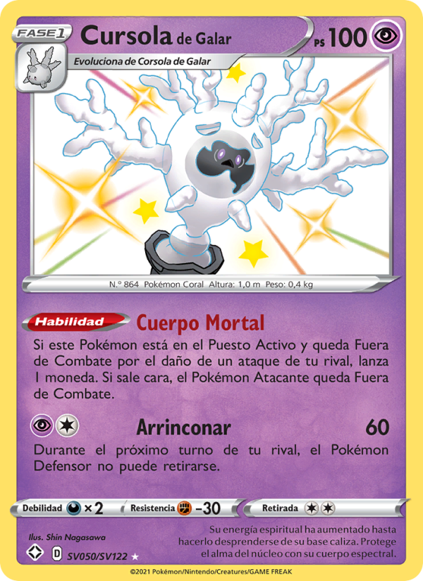 Cursola de Galar SV050 — Glänzendes Schicksal (Spanish Pokémon TCG card)
