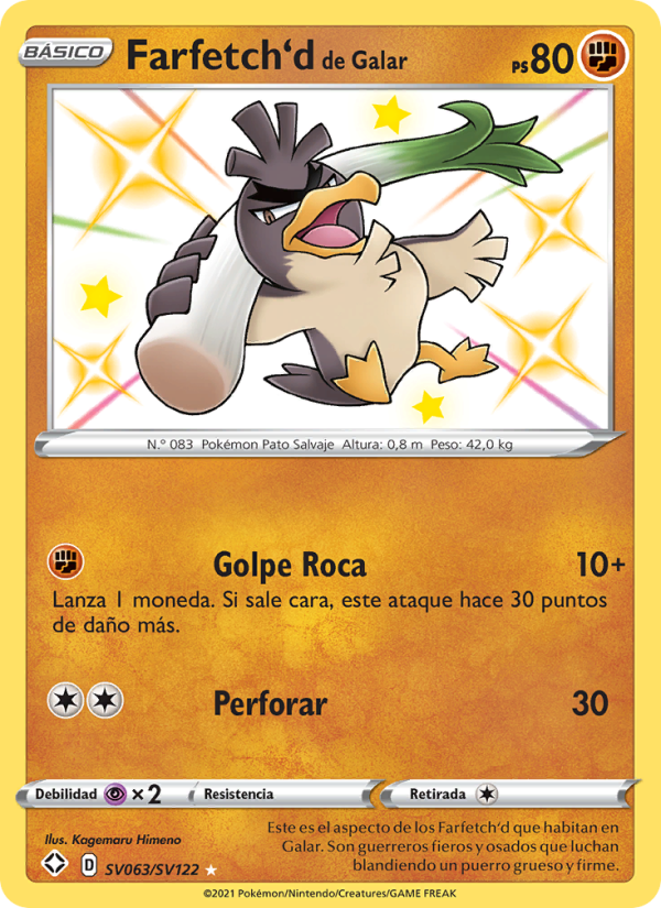 Farfetch'd de Galar SV063 — Glänzendes Schicksal (Spanish Pokémon TCG card)