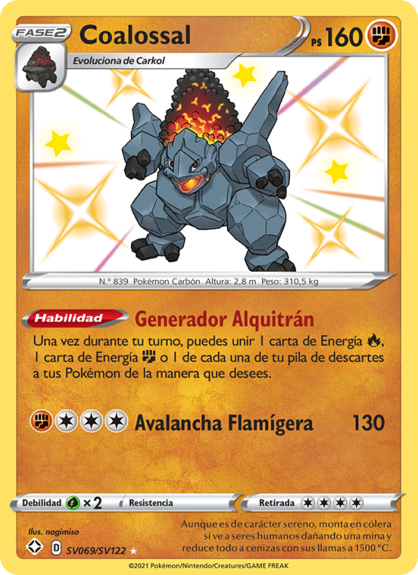 Coalossal SV069 — Glänzendes Schicksal (Spanish Pokémon TCG card)