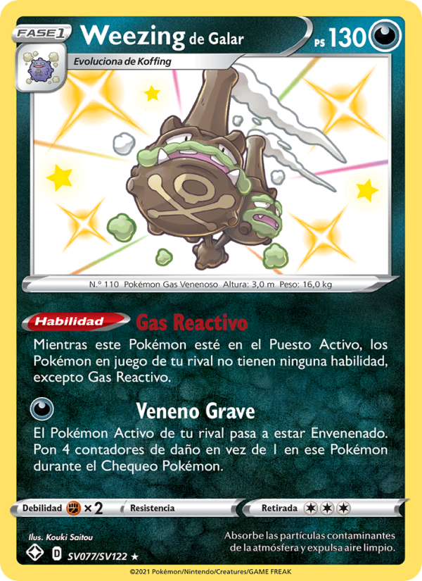 Weezing de Galar SV077 — Glänzendes Schicksal (Spanish Pokémon TCG card)
