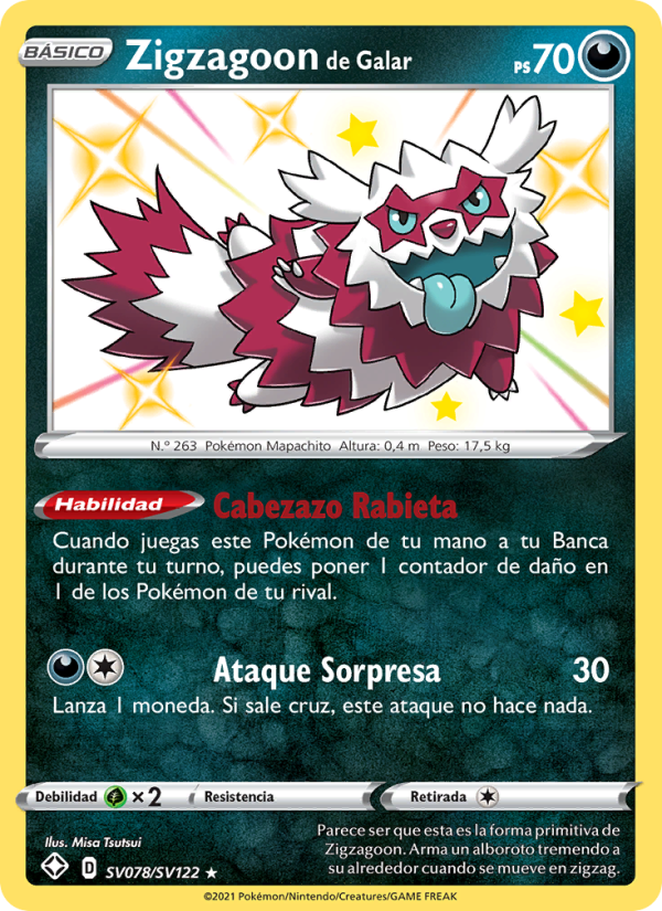Zigzagoon de Galar SV078 — Glänzendes Schicksal (Spanish Pokémon TCG card)