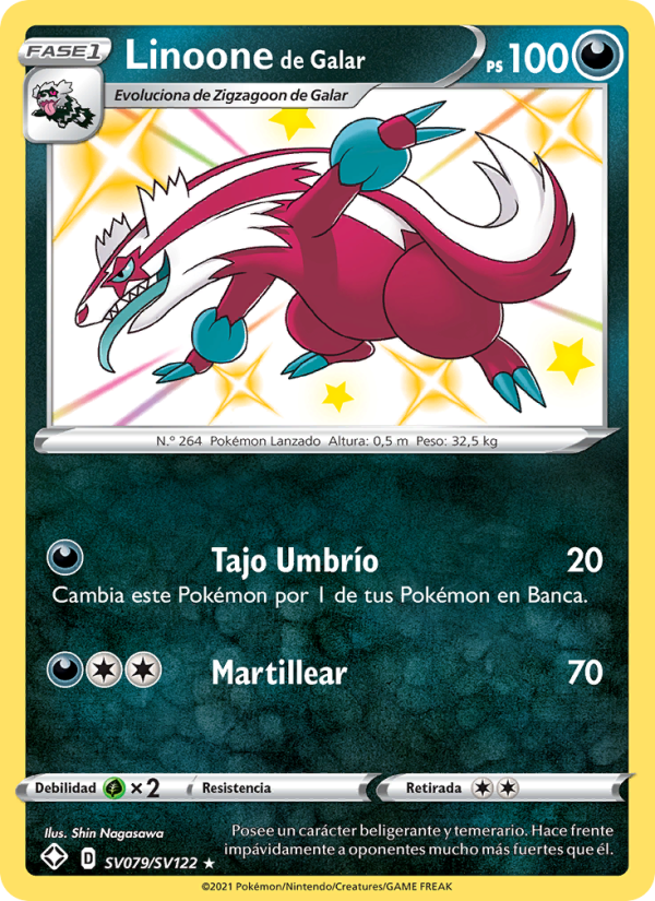 Linoone de Galar SV079 — Glänzendes Schicksal (Spanish Pokémon TCG card)