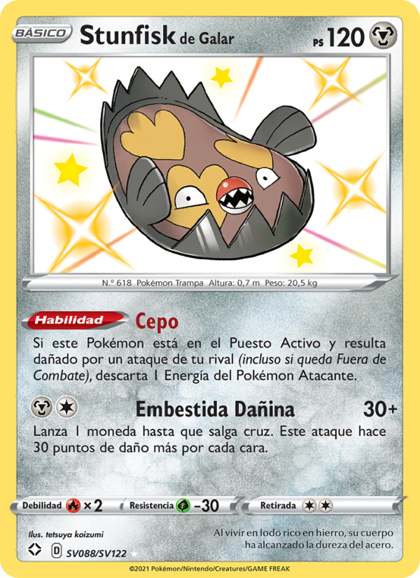 Stunfisk de Galar SV088 — Glänzendes Schicksal (Spanish Pokémon TCG card)