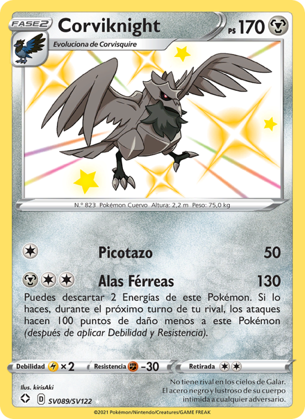 Corviknight SV089 — Glänzendes Schicksal (Spanish Pokémon TCG card)