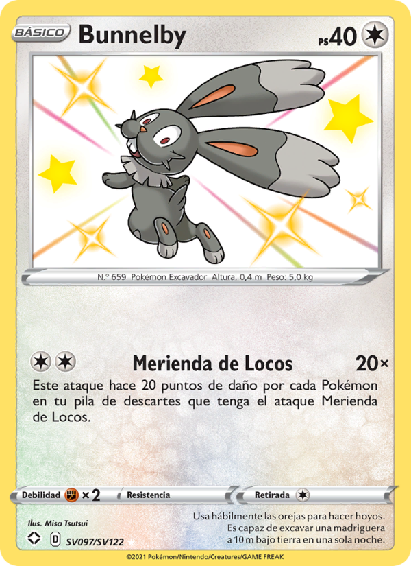 Bunnelby SV097 — Glänzendes Schicksal (Spanish Pokémon TCG card)