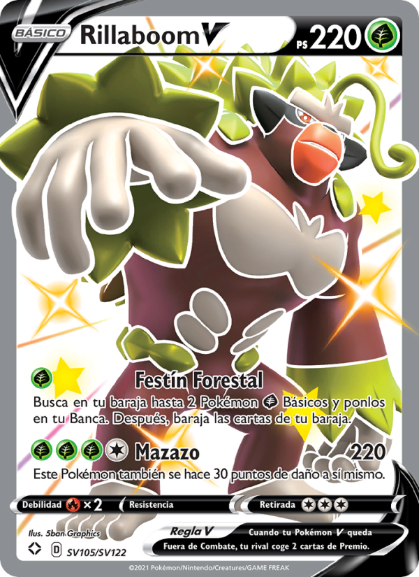 Rillaboom V SV105 — Glänzendes Schicksal (Spanish Pokémon TCG card)