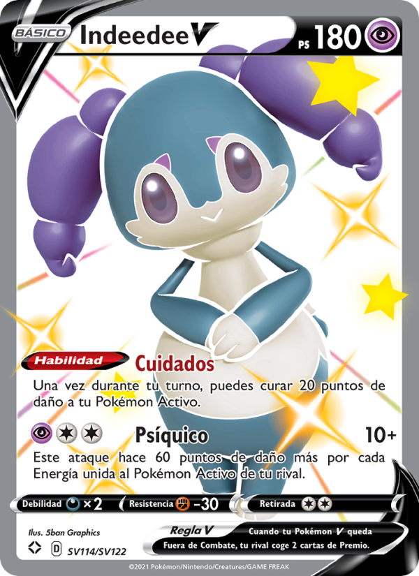 Indeedee V SV114 — Glänzendes Schicksal (Spanish Pokémon TCG card)