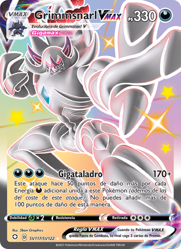 Grimmsnarl VMAX SV117 — Glänzendes Schicksal (Spanish Pokémon TCG card)