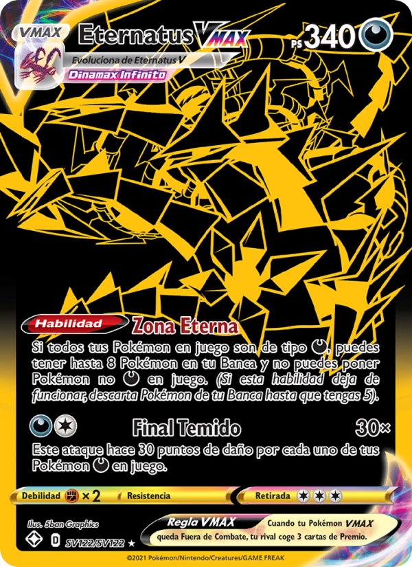 Eternatus VMAX SV122 — Glänzendes Schicksal (Spanish Pokémon TCG card)