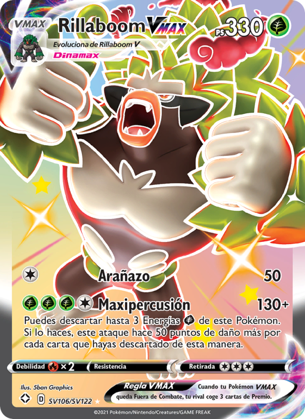 Rillaboom VMAX SV106 — Glänzendes Schicksal (Spanish Pokémon TCG card)