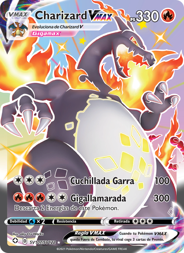 Charizard VMAX SV107 — Glänzendes Schicksal (Spanish Pokémon TCG card)