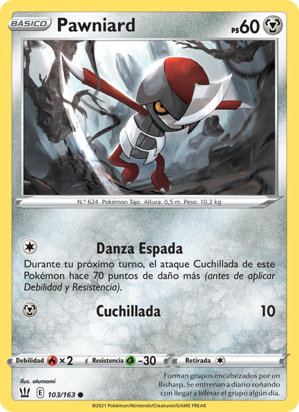 Pawniard 103 — Battle Styles (Spanish Pokémon TCG card)
