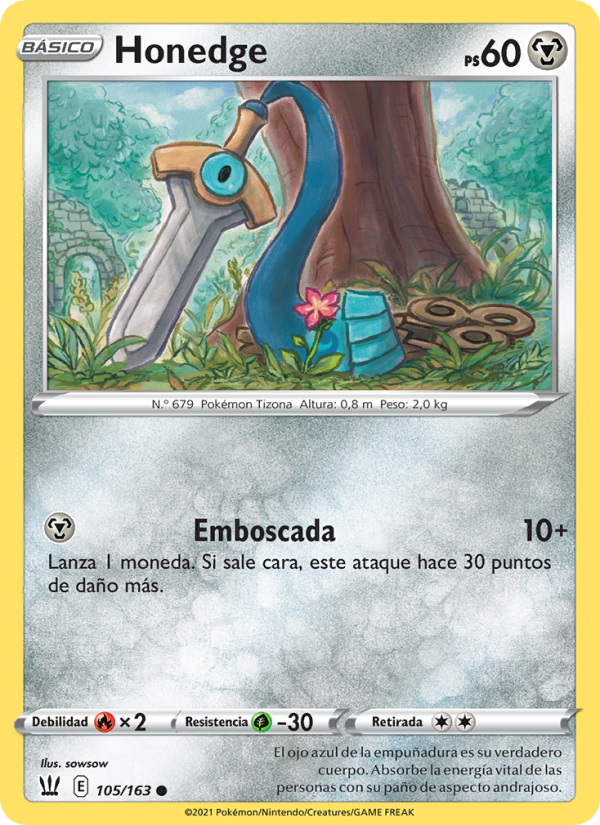 Honedge 105 — Battle Styles (Spanish Pokémon TCG card)