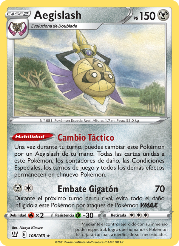 Aegislash 108 — Battle Styles (Spanish Pokémon TCG card)