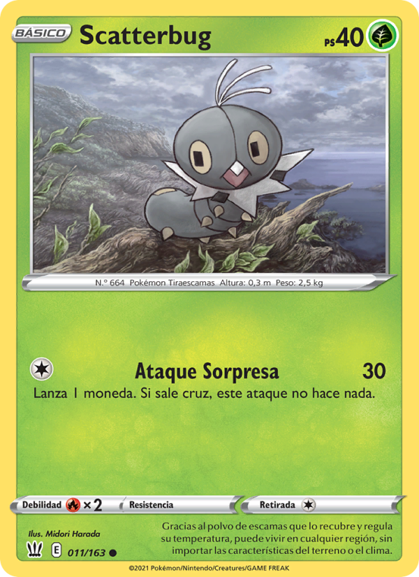 Scatterbug 11 — Battle Styles (Spanish Pokémon TCG card)