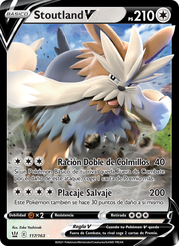 Stoutland V 117 — Battle Styles (Spanish Pokémon TCG card)