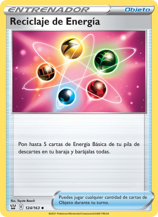 Reciclaje de Energía 124 — Battle Styles (Spanish Pokémon TCG card)