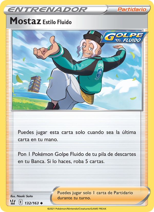 Mostaz Estilo Fluido 132 — Battle Styles (Spanish Pokémon TCG card)