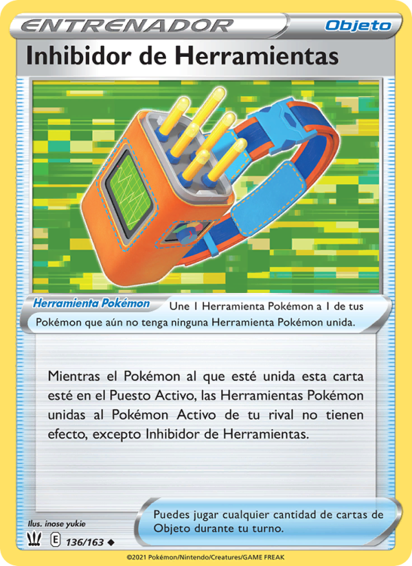 Inhibidor de Herramientas 136 — Battle Styles (Spanish Pokémon TCG card)