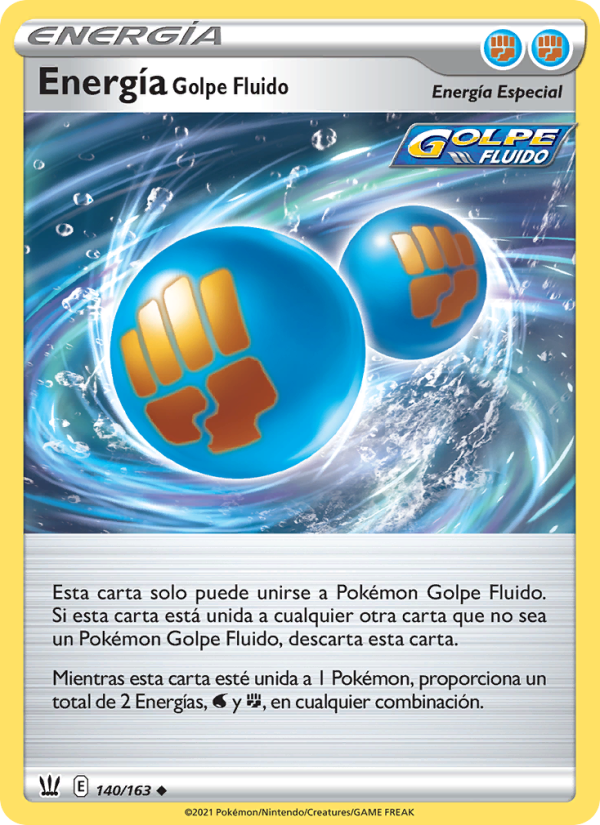 Energía Golpe Fluido 140 — Battle Styles (Spanish Pokémon TCG card)