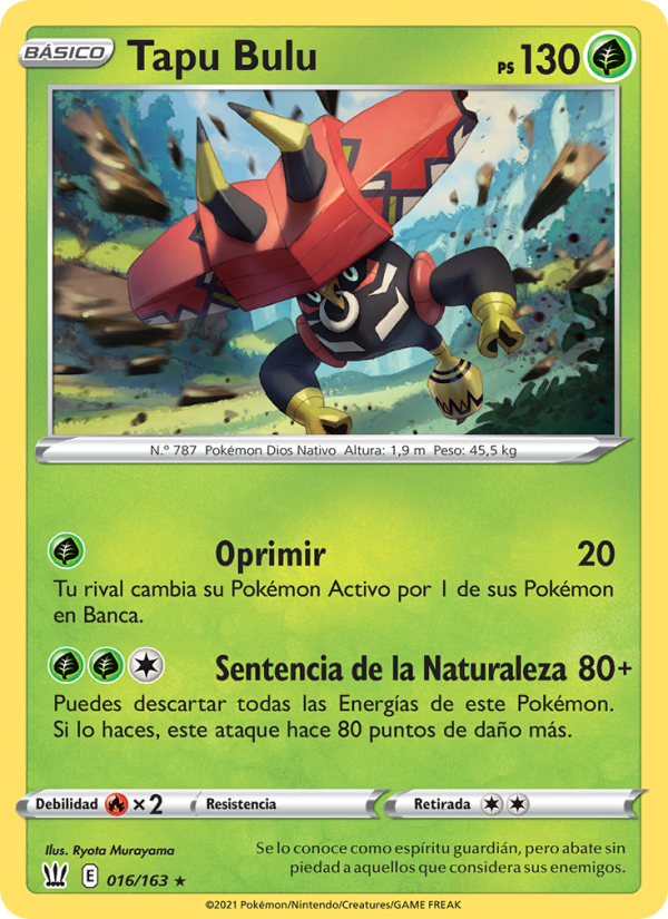 Tapu Bulu 16 — Battle Styles (Spanish Pokémon TCG card)