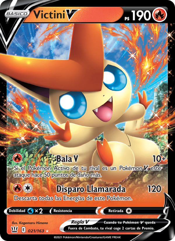 Victini V 21 — Battle Styles (Spanish Pokémon TCG card)